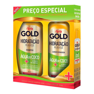 Kit Shampoo Niely Gold Hidratação Milagrosa Óleo de Coco 275ml + Condicionador 175ml em Oferta na Shopee