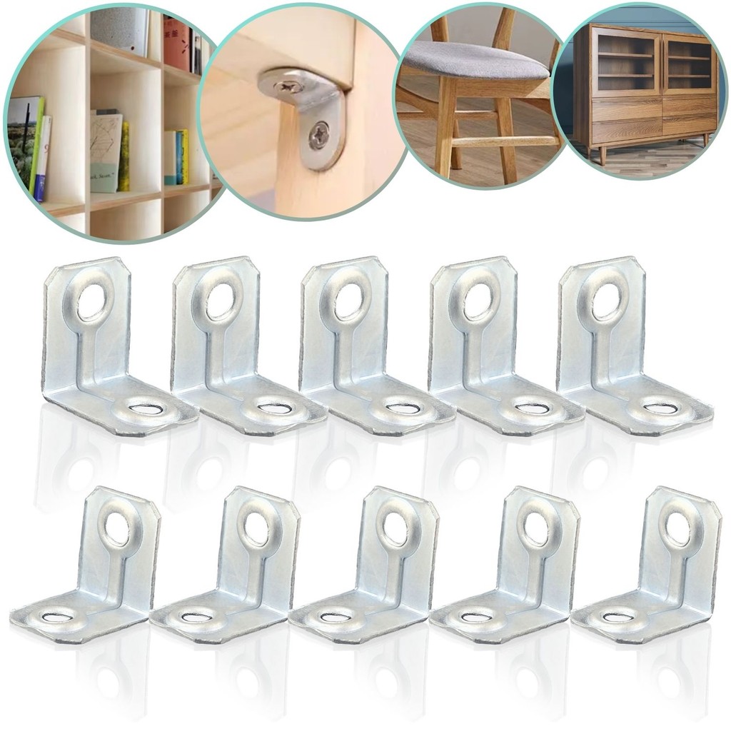Kit 30 Cantoneira L Junção 18x18 Suporte Resistente Fixação Moveis Aço Zincado Reforçado Gaveta Nicho Armário Madeira