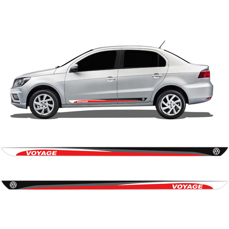 Faixa Lateral Volkswagen Voyage 2010/2022 Adesivo Vermelho