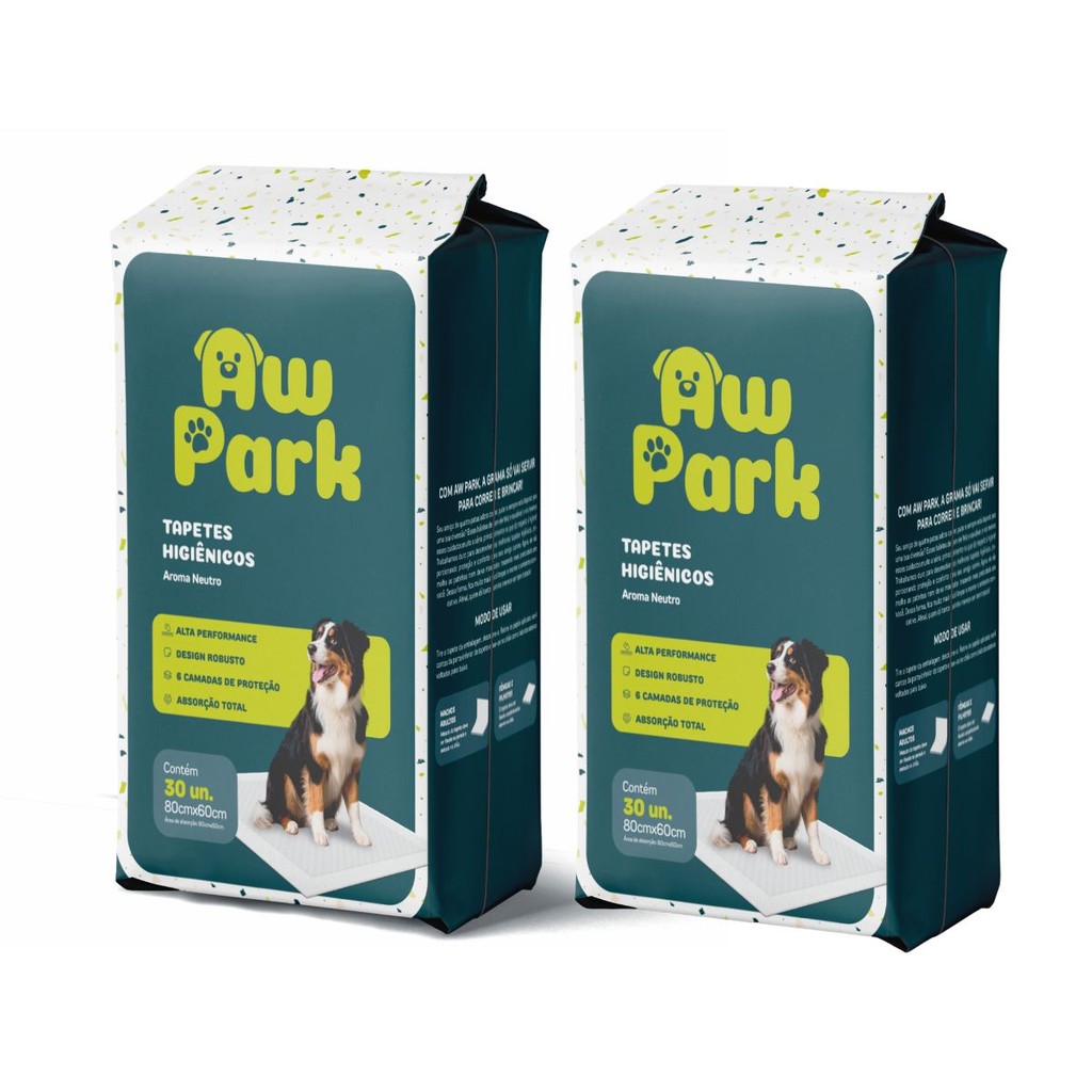 02 Tapete Higiênico Aw Park Premium 80x60 30un Alta Perform. em Oferta na Shopee