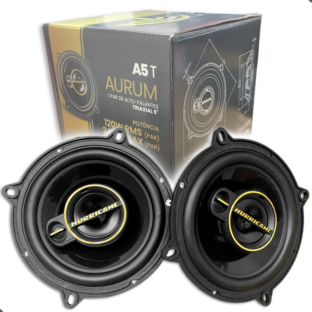 Par de Alto Falante de 5 Polegadas Hurricane Aurum A5T Triaxial 120W RMSv em Oferta na Shopee