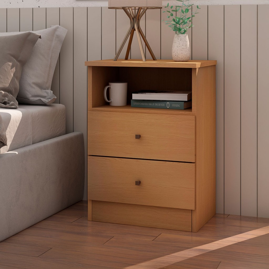 Mesa de Cabeceira Irlanda 2 Gavetas Freijó - Genialflex em Oferta na Shopee