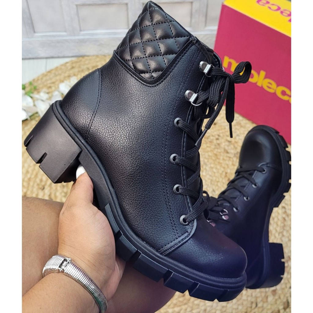 Bota Coturno Salto alto Cano Curto Tratorada Moda Feminina