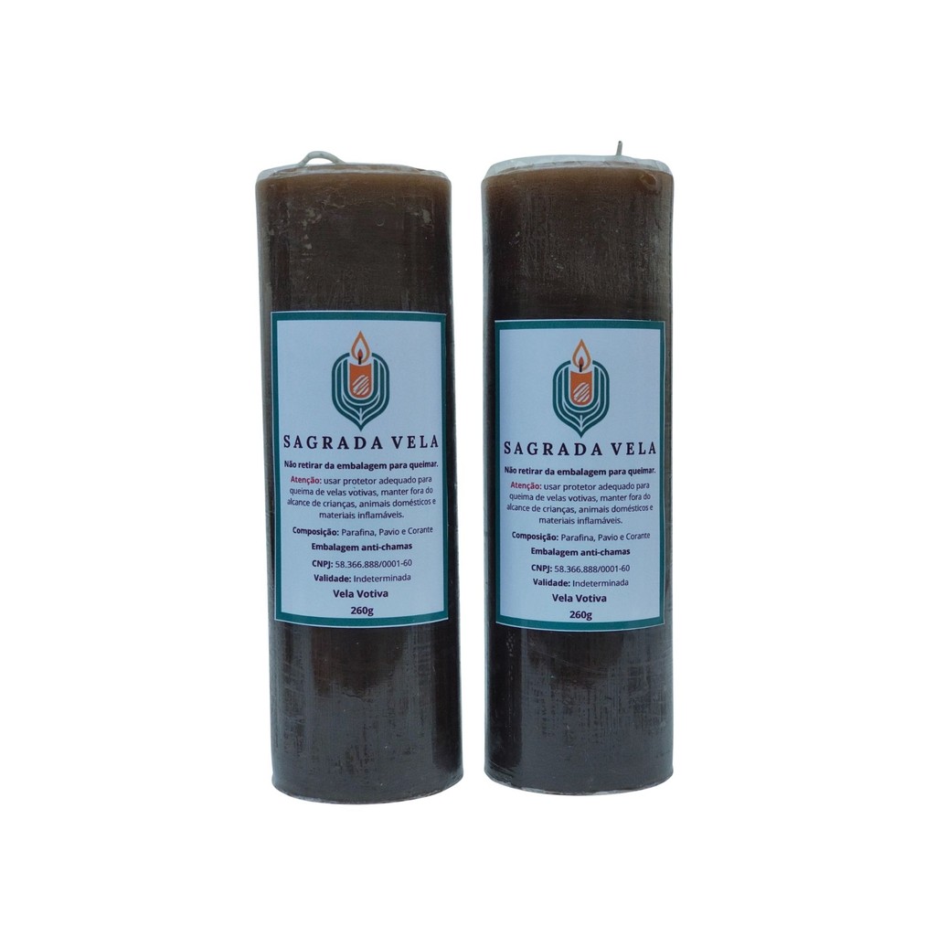 KIT 2 VELAS VOTIVA 7 DIAS 260G SAGRADA VELA - (MARROM)