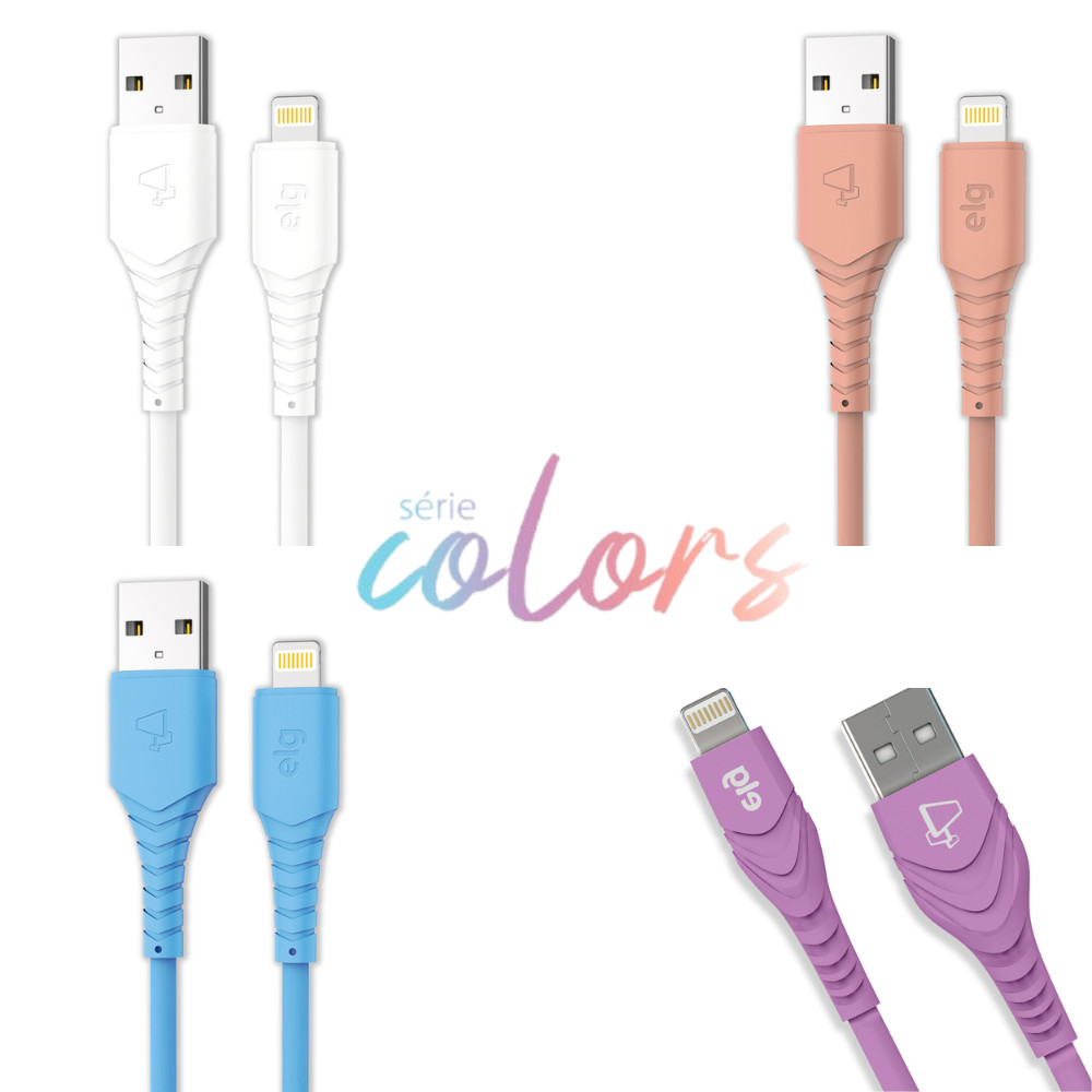 Cabo para Recarga e Sicronização ELG, L812, USB para Lightining, 1.2M, 2.4A e 12W, PVC, L812, ELG em Oferta na Shopee