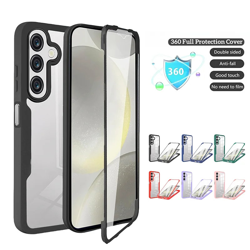 Para Samsung Galaxy A06 A16 A26 A36 A56 5G Capa Traseira Clara Com Protetor De Tela Luxo 360 Caso Proteção Completa