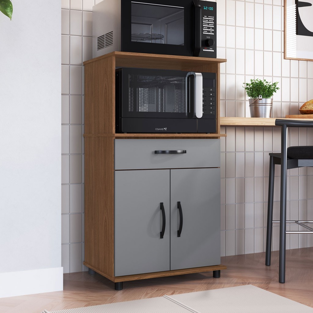 Armário de Cozinha Laura 2 Portas 1 Gaveta Cinza - Irm Móveis - Home & Living