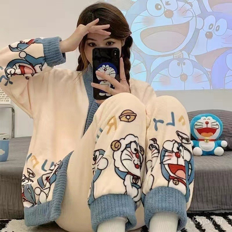 Joyjoy Conjunto De Pijama De Inverno Flanela De Pelúcia Adulto Coral De Veludo Manga Longa Outono 2021 Novo Espessado Do