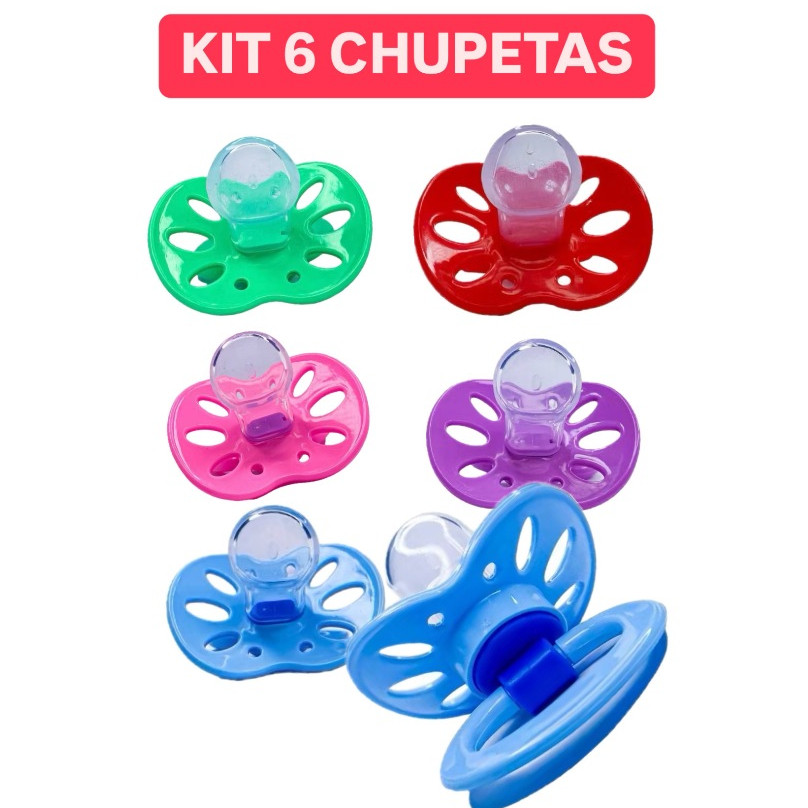 Kit 6 Chupetas Baratinha Bico Silicone Orto ou Redondo Fasa 2 pepeta em Oferta na Shopee