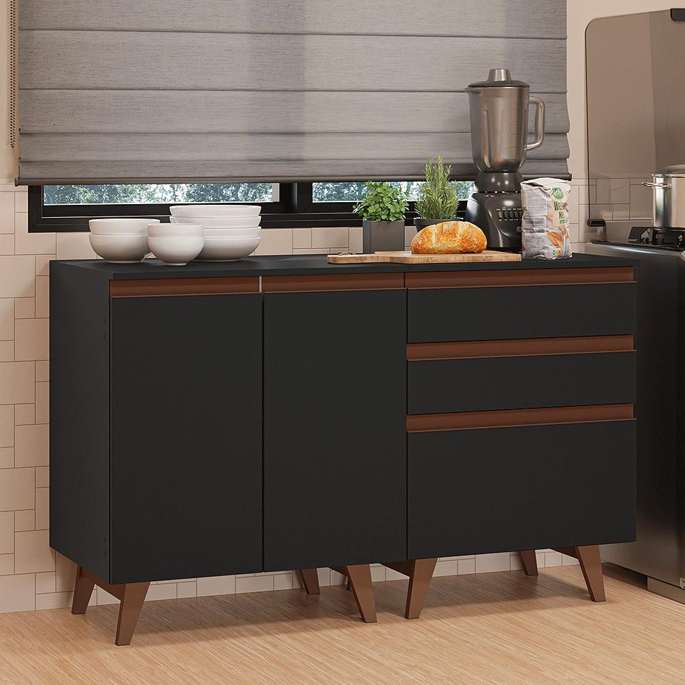 Kit com Dois Balcões de Cozinha 2 Portas 3 Gavetas (com tampo) Reims Madesa