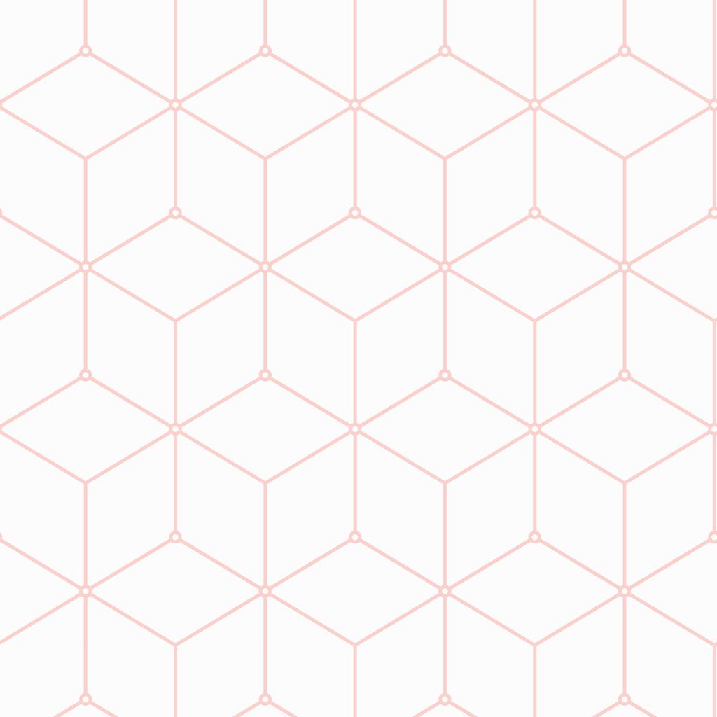 Papel De Parede Geométrico Cúbico Rosa E Branco - 2,5x0,5m
