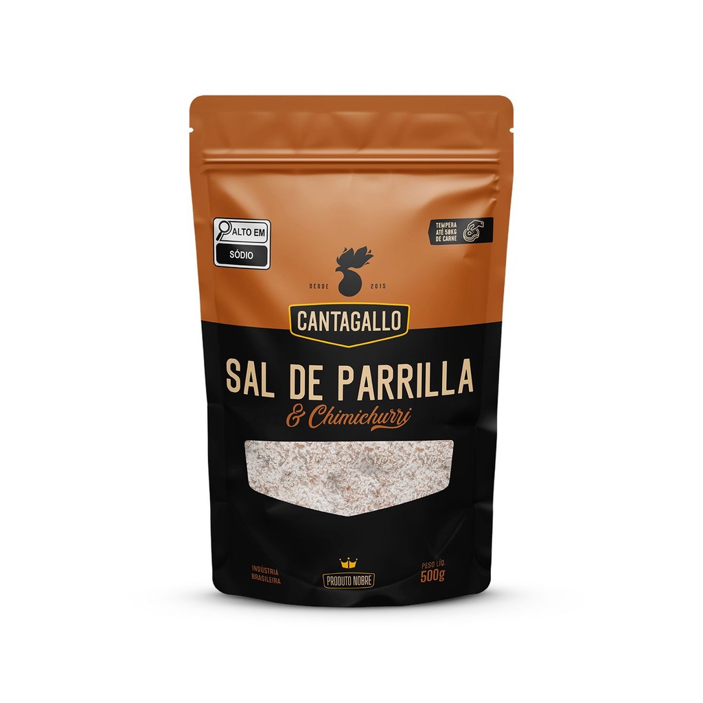 Sal de Parrilla e Chimichurri CantaGallo 500g - Refil Econômico Tempero Churrasco Argentino