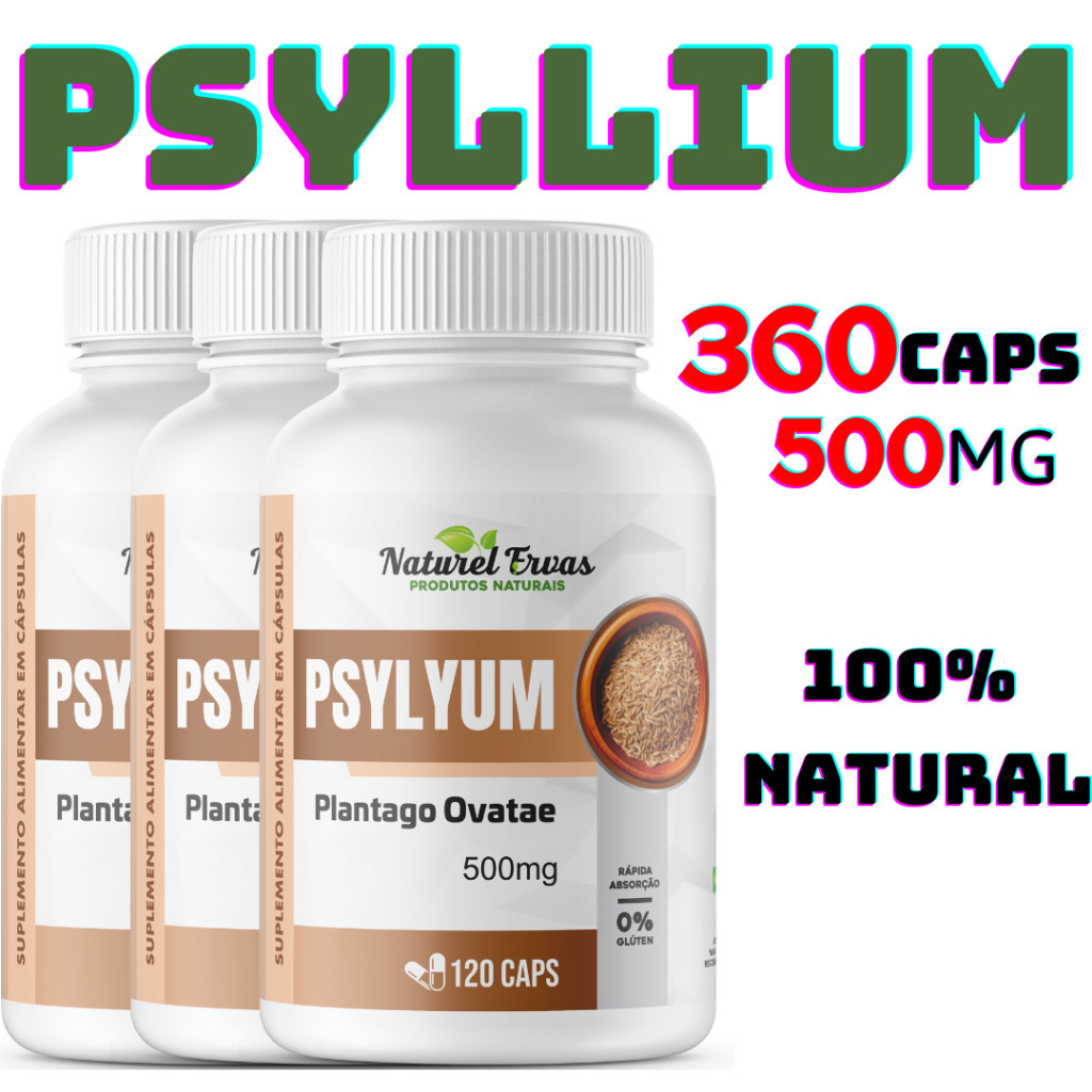 Psyllium 120 capsulas I Fibra alimentar solúvel I Psyllium Natural