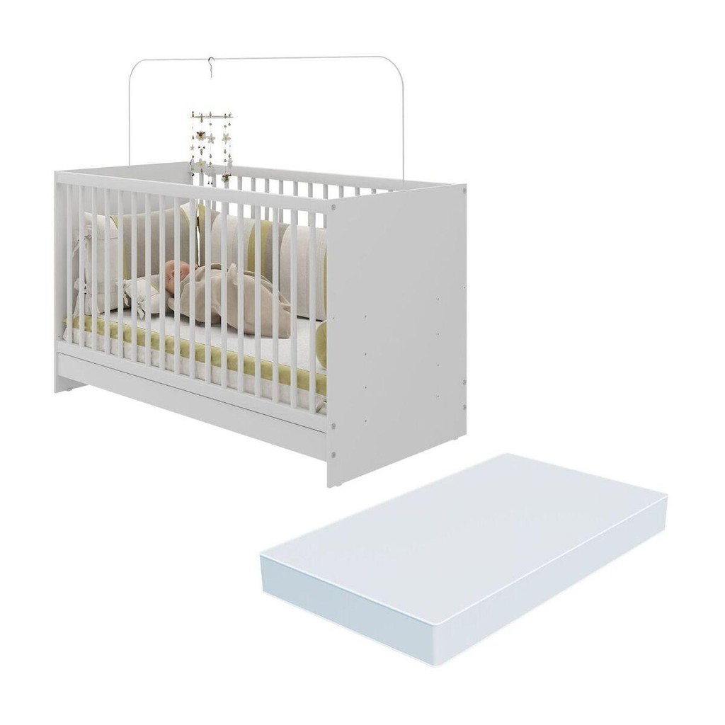 Berço 3 em 1 com Colchão Incluso Multimóveis Framboesa MP4302 em Oferta na Shopee