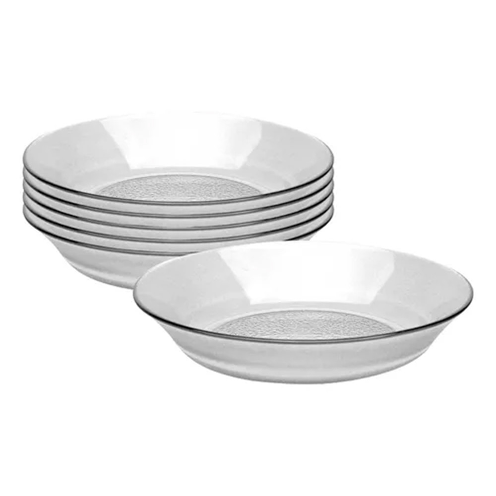 Jogo 6 Pratos Fundo Vidro Transparente Acquamarine 19,6cm em Oferta na Shopee