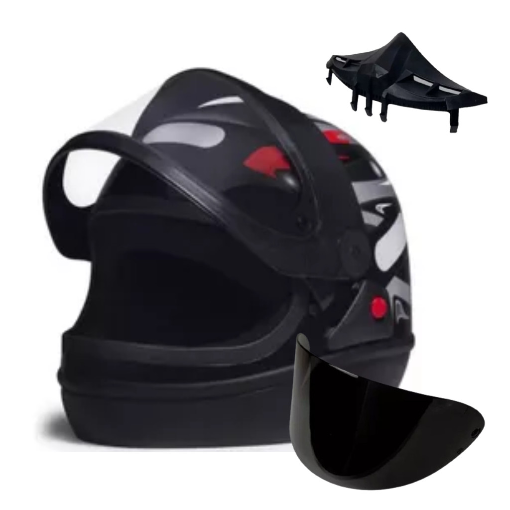 Capacete Moto San Marino Masculino Feminino Motoboy Motociclista Motoqueiro Viseira Fumê Narigueira