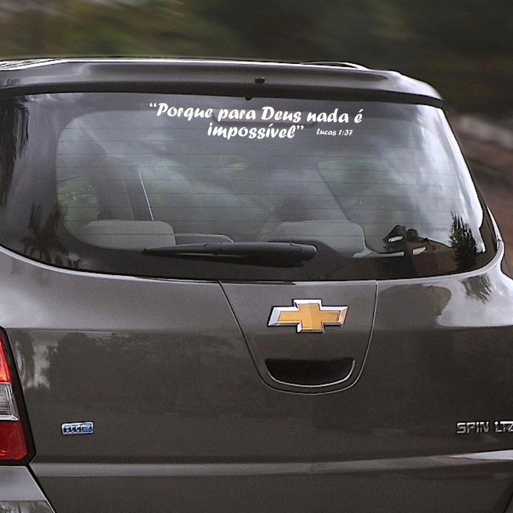 Adesivo De Carro 50cm - ‘‘Porque para Deus nada é impossível’' Lucas 1:37  - Branco - Parabrisa, Lataria, Vidro