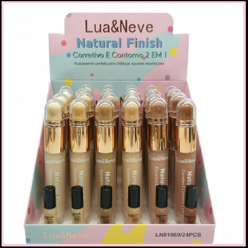 Natural Finish Corretivo e Contorno 2 em 1 Com Esponjinha Aplicador - LN01069