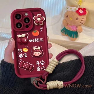 Para IPhone 16 15 14 13 12 11 Pro Max X XR 7 8 Plus Bonito Vinho Vermelho Caso De Telefone DIY Com Corda Pendurada Espaç em Oferta na Shopee