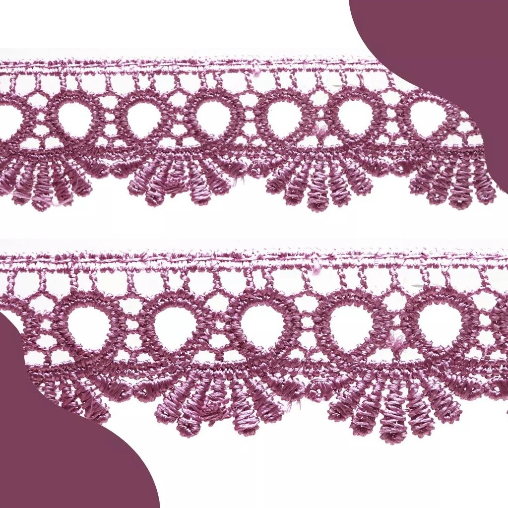 Renda Guipir CHL-113 - 2.5 Cm -  Rolo C/13.7 Mts Cor:Rose-Escuro