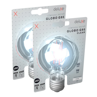 Kit 2 Lampada Led Globo Retro Clear G95 9W 6500K E27 Deluxe em Oferta na Shopee