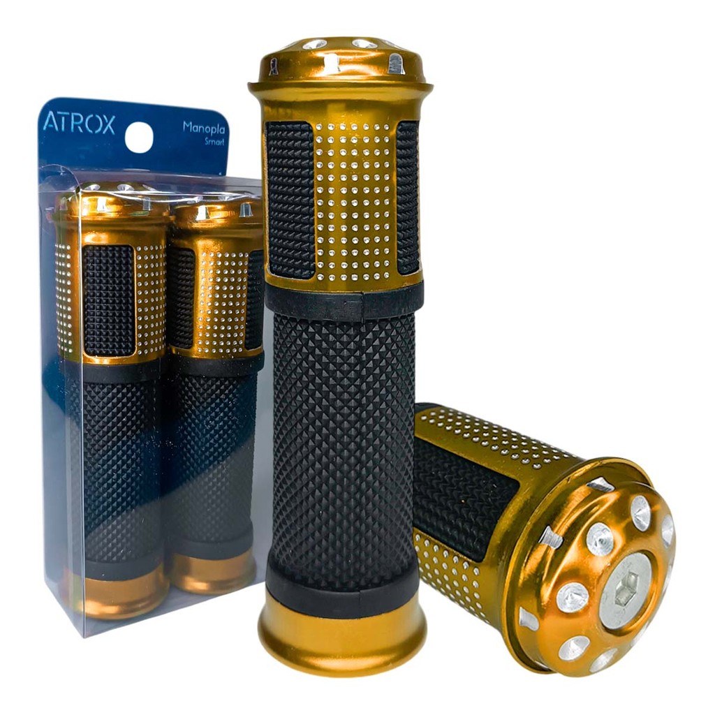 Manopla Esportiva Moto Biz Bros Xre Falcon Tornado Alumínio Universal Dourada