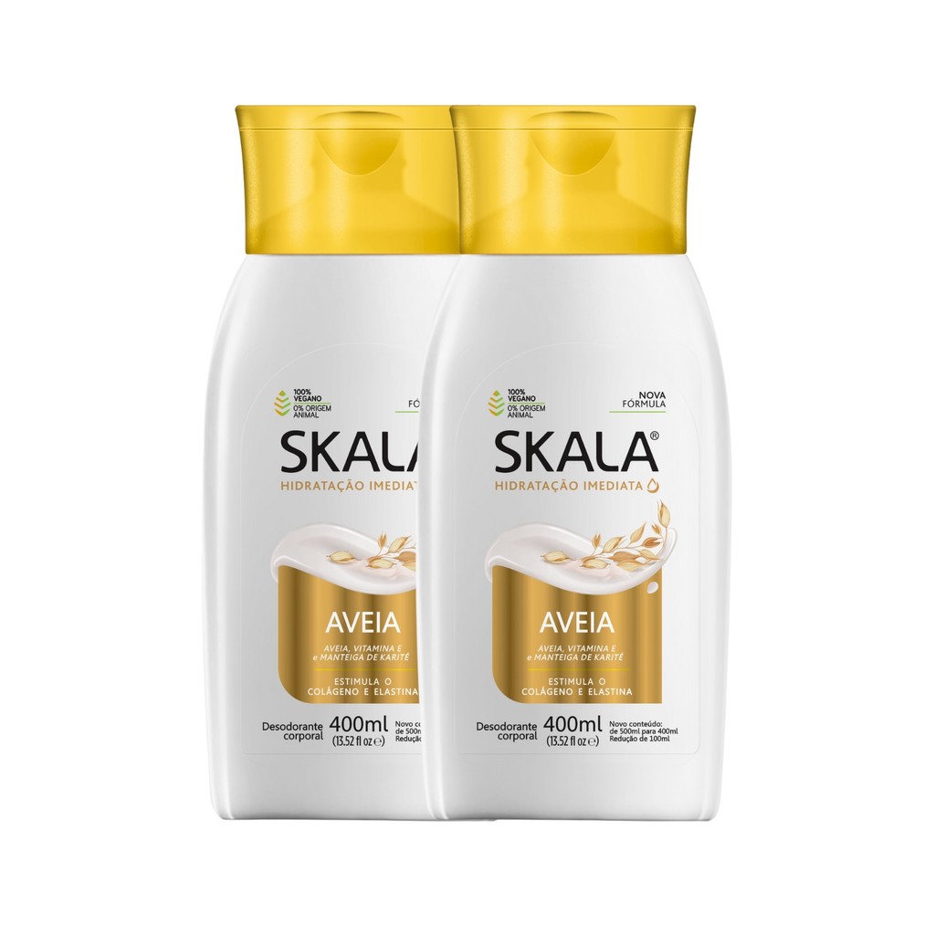 Kit 2 Loção Creme Hidratante Corporal Aveia Vegano Skala - Beauty