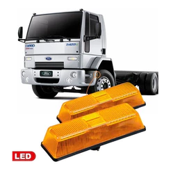 Par Lanterna LED Lateral Parachoque Paralama Estribo MerecesBenz 1618 / 1418 Ford Cargo Troller 12V / 24V - Ambar