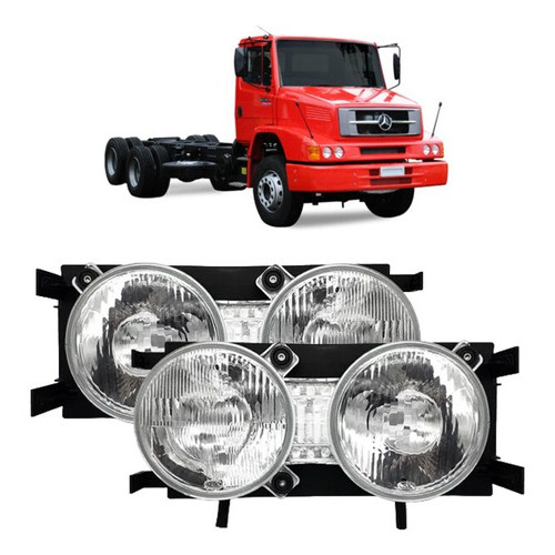 Par Farol Principal para Mercedes-Benz 1214 / 1418 / 1620 / 1634 / LS1938 / 2635 - Duplo - 2000 a 2011 - Automobiles