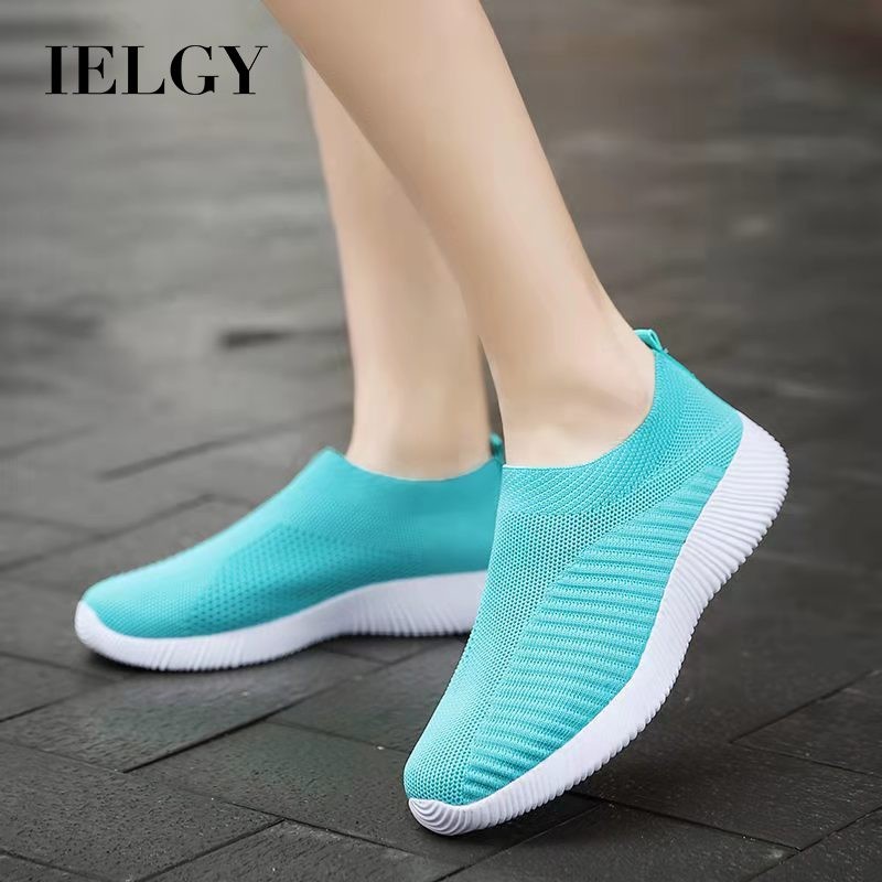 IELGY 2025 Nova Malha Respirável Casual Flying Weaver Meias Femininas Sapatos Tênis De Caminhada Plana em Oferta na Shopee