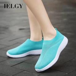 IELGY 2026 Nova Malha Respirável Casual Voando Tecelão Meias Femininas Sapatos Tênis De Caminhada Plana