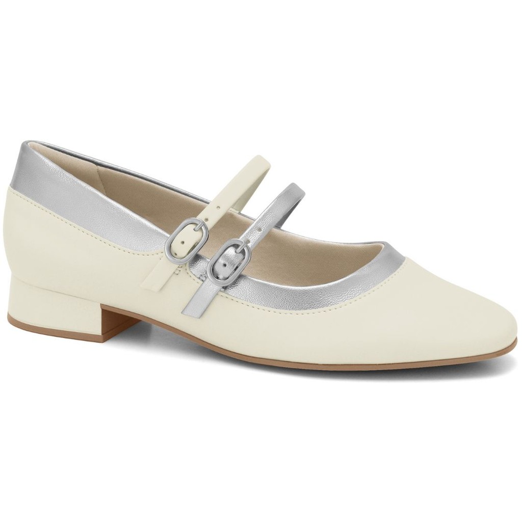 Sapato Feminino Off White com Prata Ramarim 2415203-1 em Oferta na Shopee
