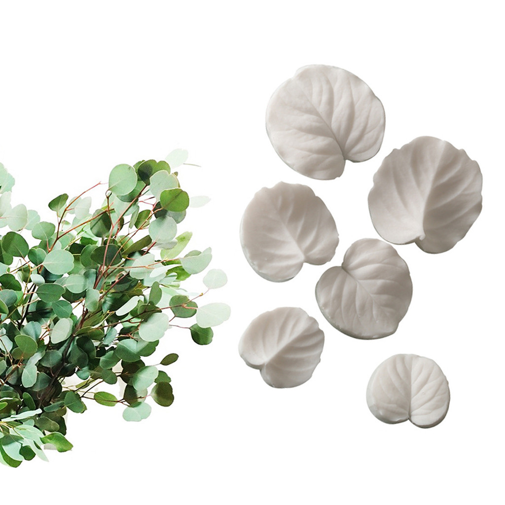 KALAIEN Eucalyptus Globulus, Molde de Silicone para Fondant em Forma de Folha de Hydrocotyle vulgaris, para Artesanato e
