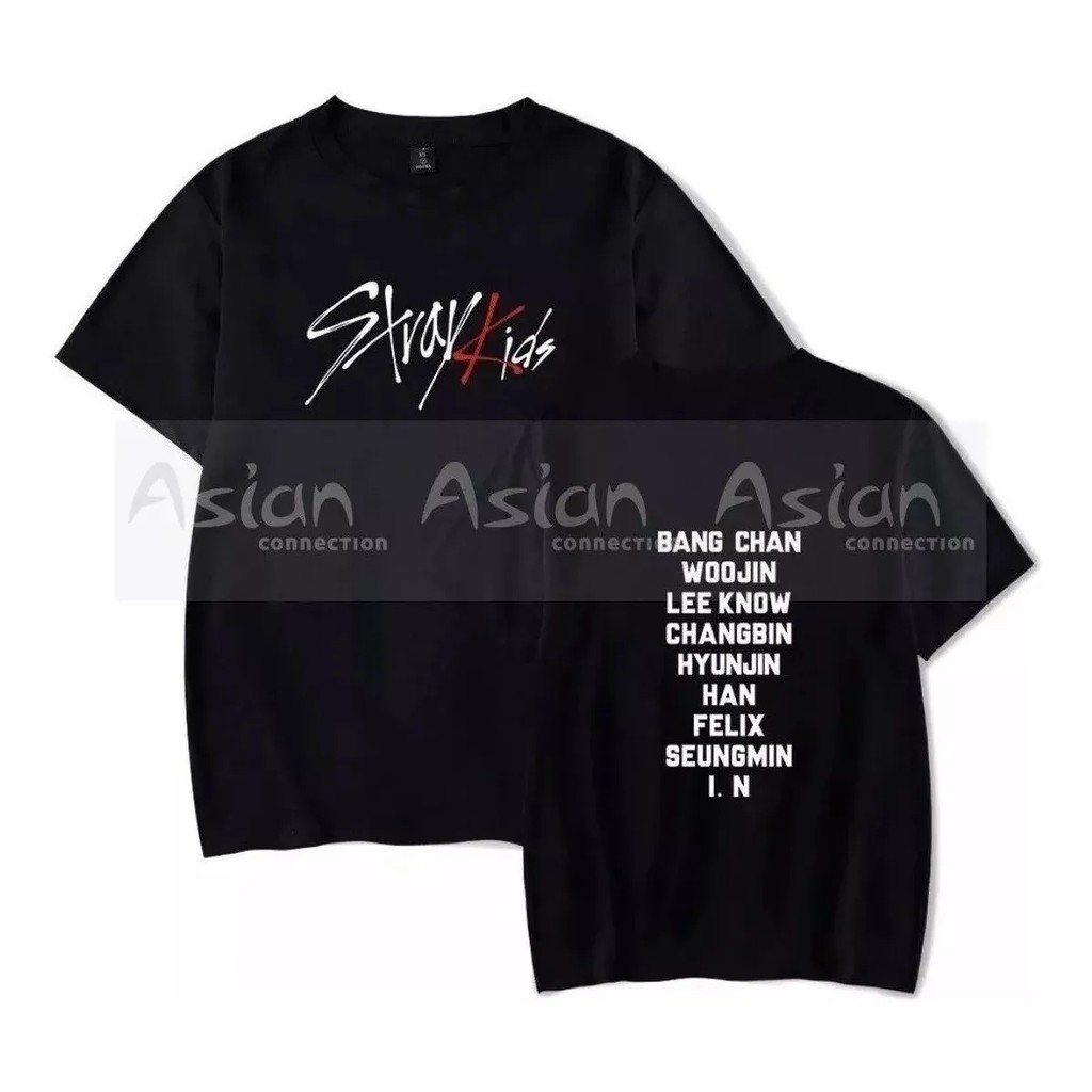 Camiseta Coreana Confortável Camisa Idol Blusa Grupo Kpop Estilo Casual Stray Banda Moderna Unissex
