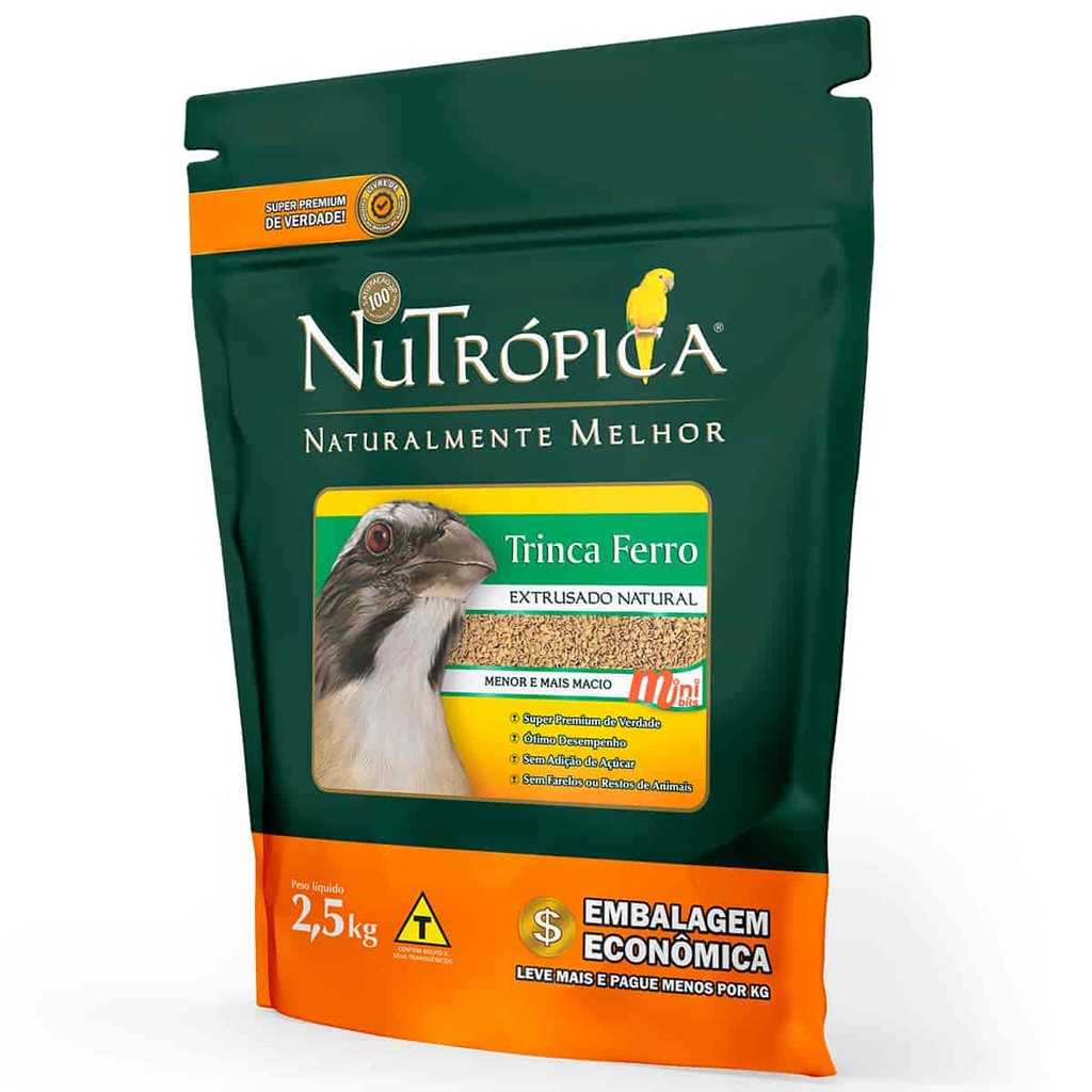 Ração Nutrópica Trinca Ferro Natural Extrusada Mini Bits 2,5kg Super Premium Alimento Completo