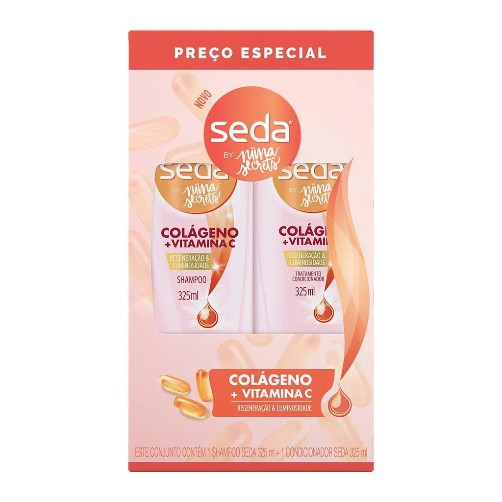 Kit Seda Colágeno e Vitamina C Shampoo 300ml + Condicionador 190ml