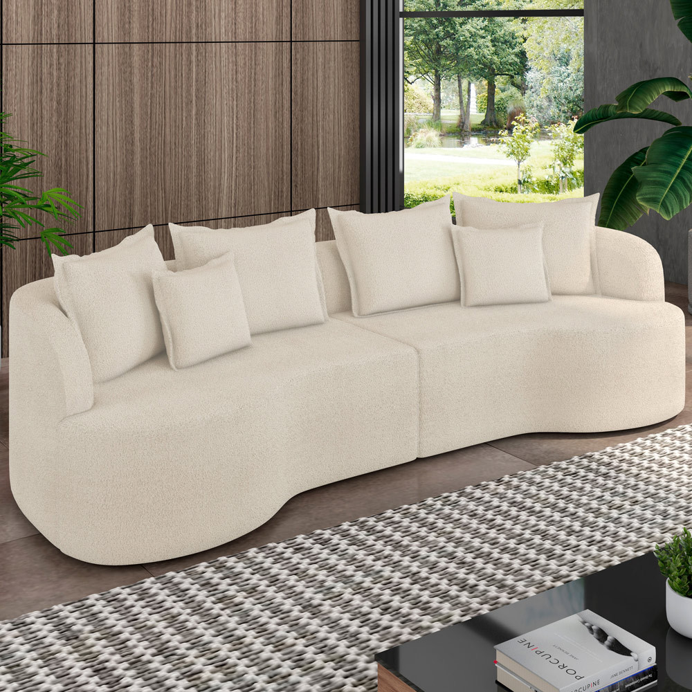 Sofá 4 Lugares Orgânico Sala De Estar Living 290cm Ekos K01 Bouclê Cru - Lyam Decor em Oferta na Shopee