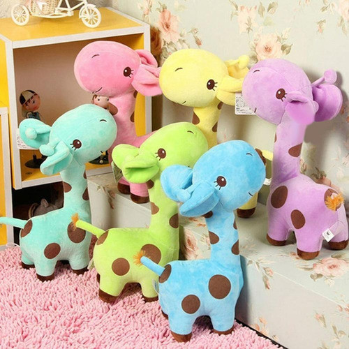 Brinquedo Pet para cães cachorros pequeno porte e filhote mordedor pelúcia Girafinha Girafa Colorida