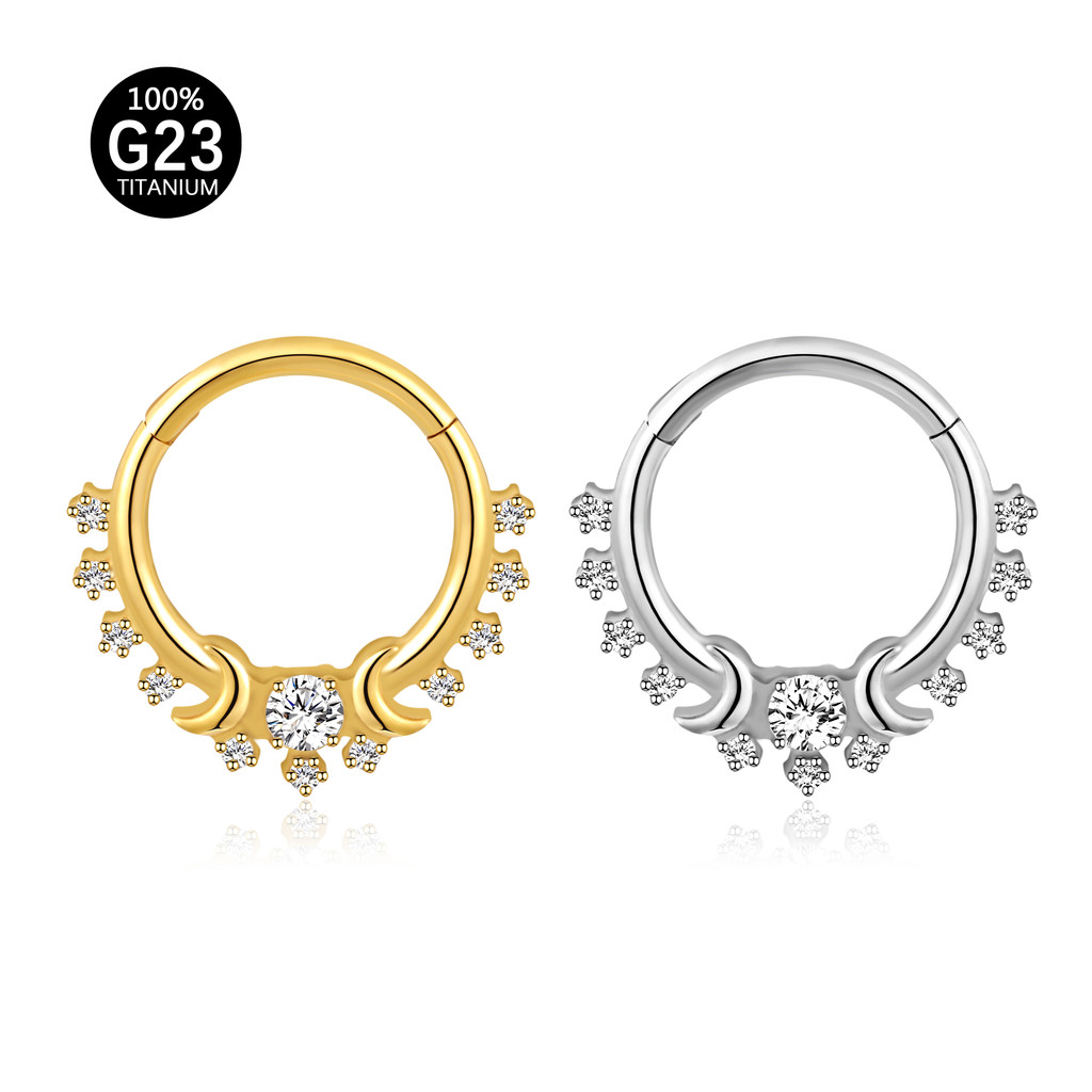 Piercing Argola Titânio Helix Rook Septril Conch Segmento Articulado Luas E Zircônia