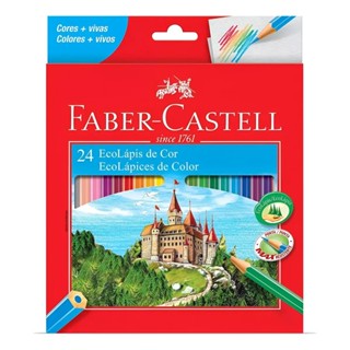 Lápis de Cor Faber Castell 24 Cores Original Escolar Desenho em Oferta na Shopee