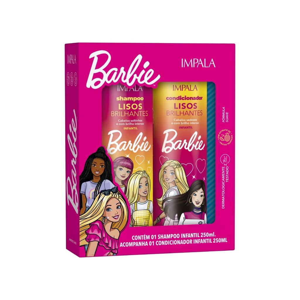 Kit Shampoo Condicionador Lisos Brilhante Barbie Kids Impala