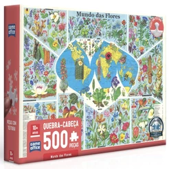 QUEBRA CABEÇA MUNDO DAS FLORES 500 PEÇAS TOYSTER PUZZLE MAPA MUNDI ESPÉCIES PINTURAS CONTINENTES GEO
