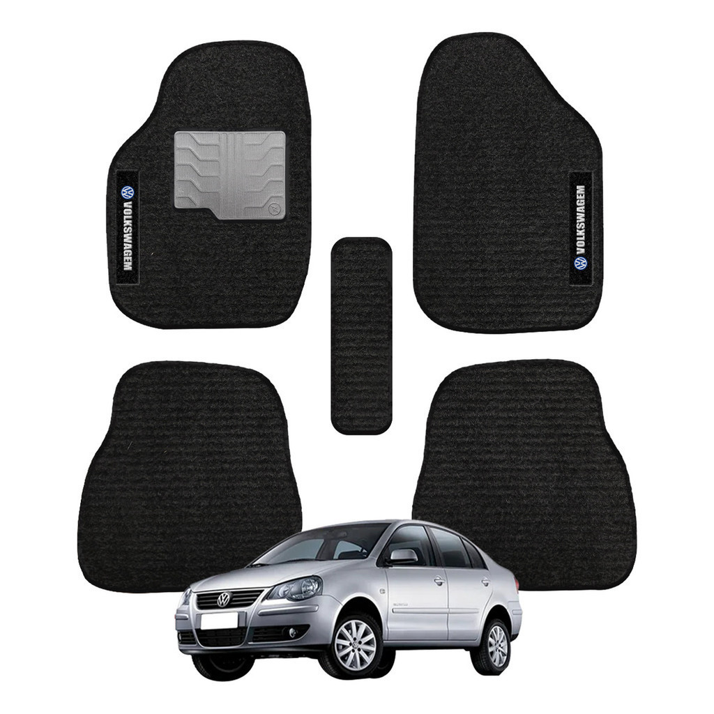 Kit de tapetes 5 peças específico Polo 2007 ... 2014 Carpete Preto