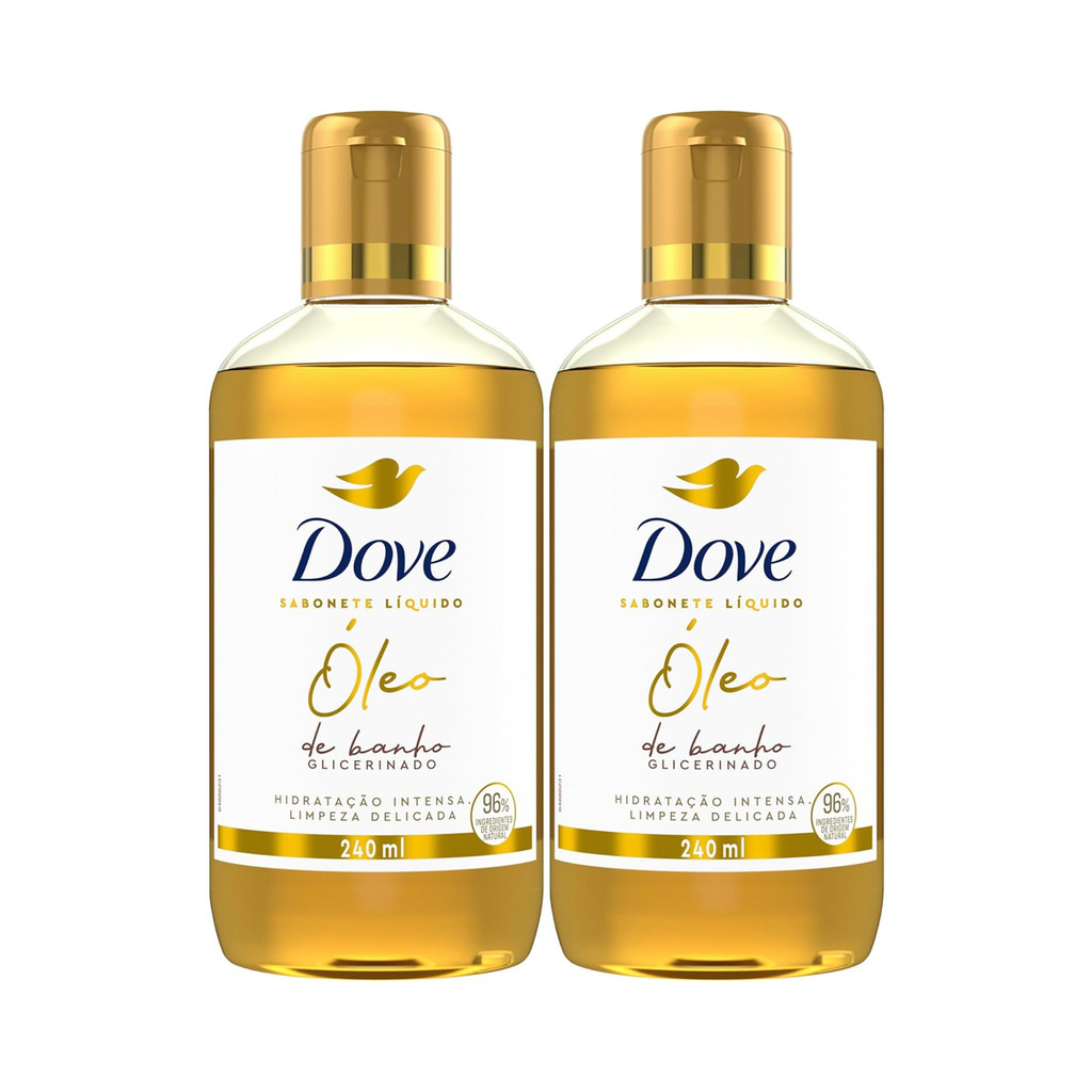 KIT C/2 SABONETE LIQUÍDO ÓLEO DE BANHO GLICERINADO 240ML DOVE em Oferta na Shopee