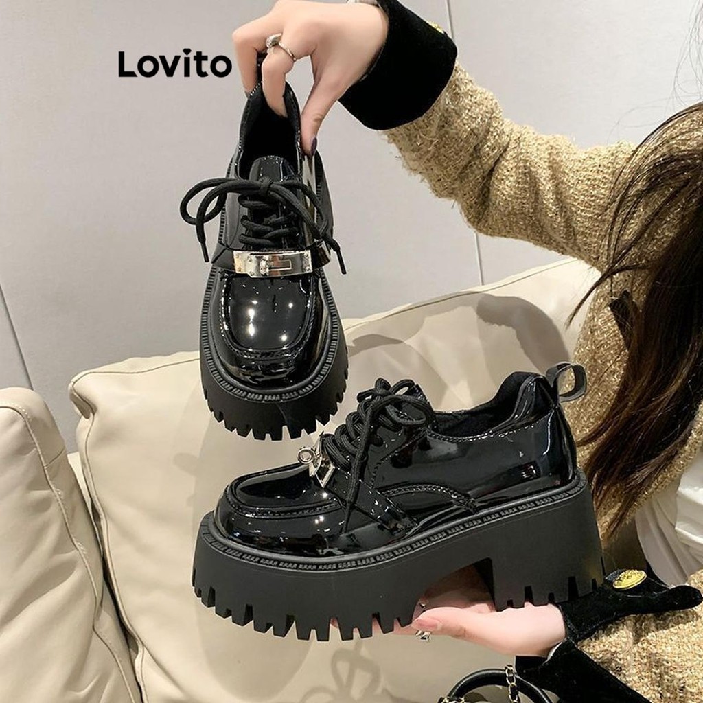 (Trendy) Lovito Fivela Casual de Metal liso Mary Janes para mulheres LFA66235 - Women Shoes