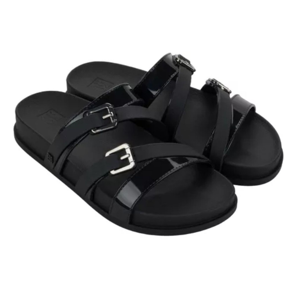 Tamanco Slide Zaxy Fine Fivela Feminino - Preto