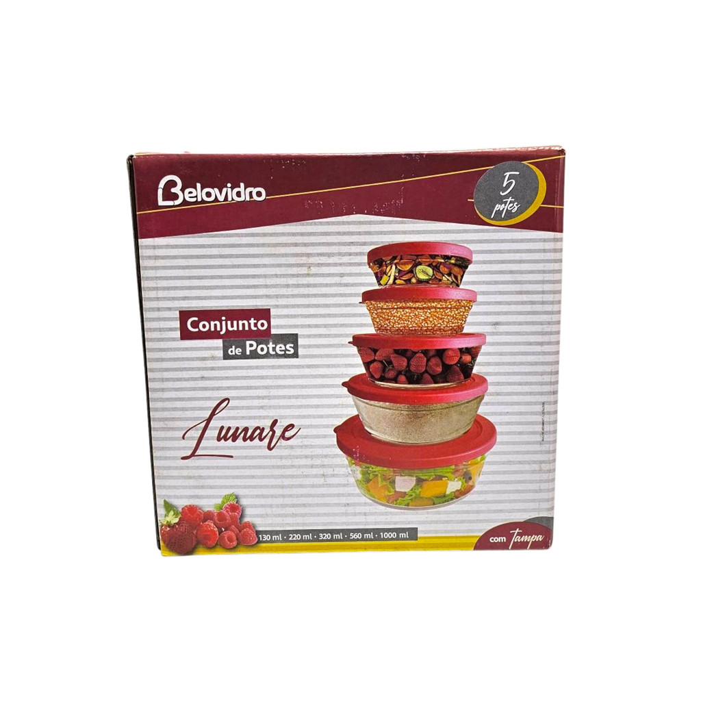 Conjunto de Potes com Tampa Lunare 5 Peças Lunare