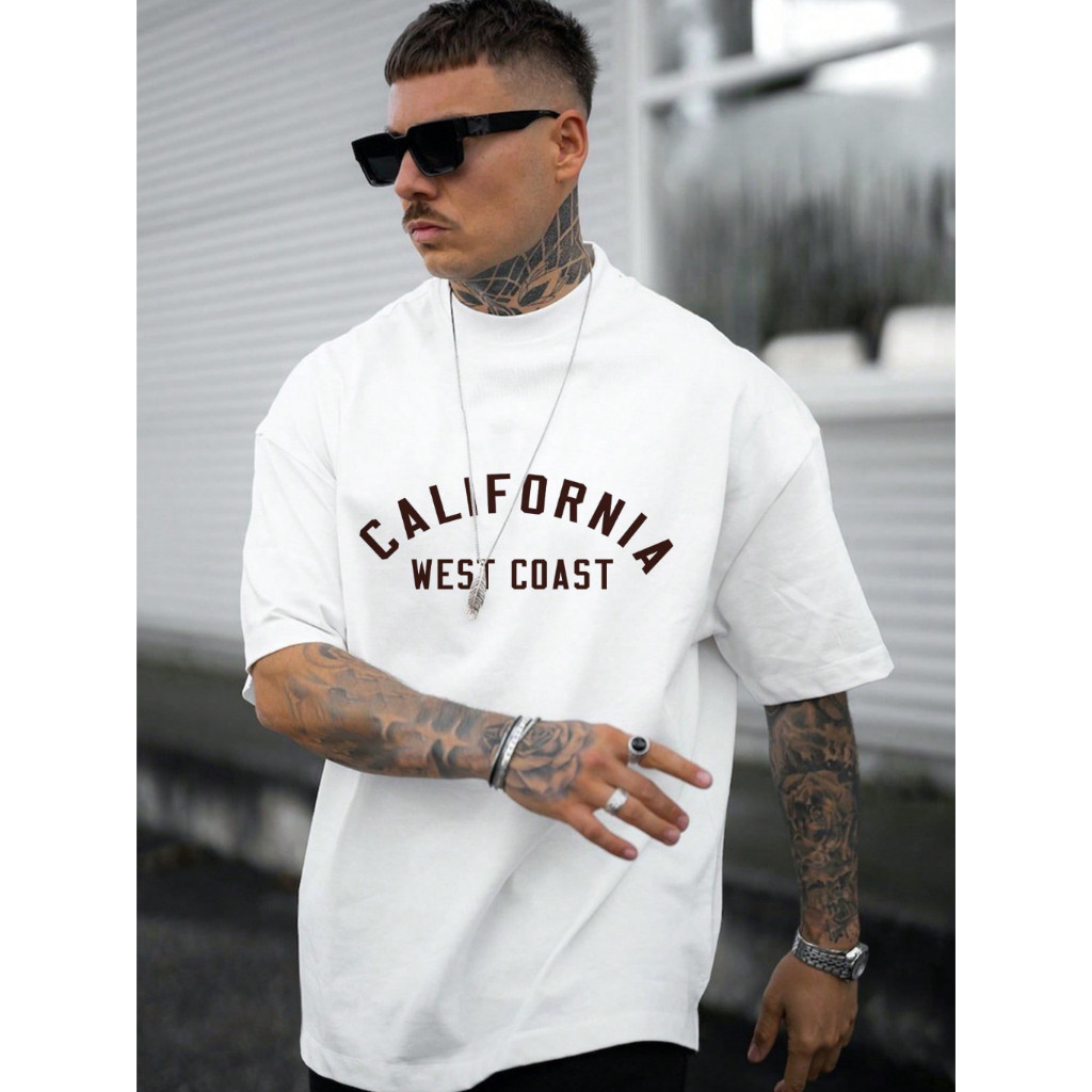 Camiseta Oversized California West Coast Streetwear Costa Oeste Penteada Fio 30.1 Estampado