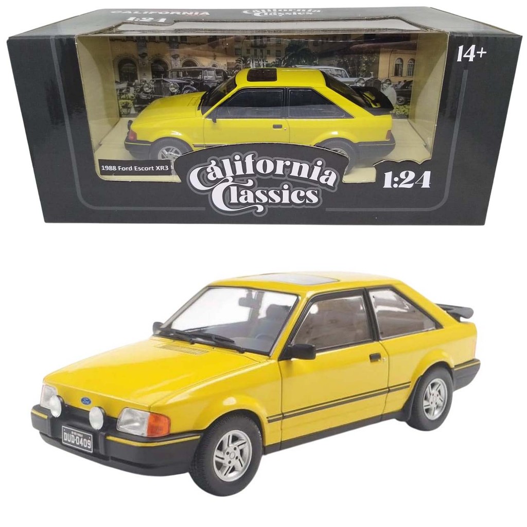 Miniatura 1988 Ford Escort XR3 California Classics 1/24 Amarelo - California Toys