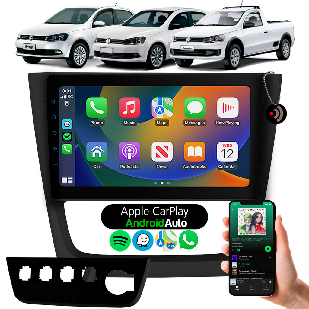 Multimídia Android 9 Polegadas Gol G6 Saveiro G6 Voyage G6 Com Carplay Android Auto Bluetooth Sem Fio + Câmera de Ré em Oferta na Shopee